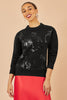 Yumi Black Relaxed Knitted Jumper With Sequin Detail