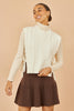 Yumi Ivory Flower Cable Knit Tie Side Pullover