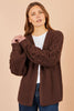 Yumi Brown Cardigan With Flower Detail Sleeves