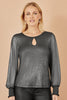 Yumi Black Metallic Bow Back Top