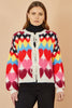 Yumi Multicolour Tie Front Heart Intarsia Cardigan