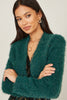 Yumi Green Metallic Fluffy Eyelash Bolero