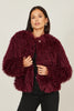 Yumi Burgundy Luxe Fluffy Faux Fur Coat