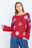 Yumi Red Crochet Flower Jumper