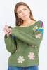 Yumi Green Crochet Flower Jumper