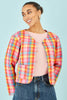 Yumi Multicolour Checked Reversible Cotton Quilted Jacket