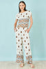 Yumi Ivory Viscose Paisley Wide Leg Trousers