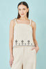 Yumi Ivory Linen Mix Embroirdered Top