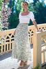 Yumi White Boho Print Cotton Floral Maxi Skirt