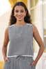 Yumi Black Gingham Cotton Top With Lace Trims