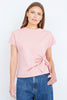 Yumi Pink Cotton Jersey Top With Knot Detail