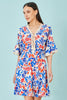 Yumi Multicolour Leaf Print Viscose Kimono Sleeve Tunic