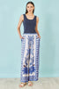 Yumi Blue Satin Print Placement Relaxed Trousers
