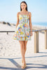 Yumi White Mediterranean Print Cotton Mini Sun Dress