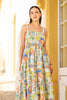 Yumi White Mediterranean Print Cotton Midi Sun Dress