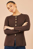 Yumi Brown Knitted Fitted Peplum Cardigan