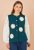 Yumi Teal Flower Applique Knit Waistcoat