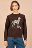 Yumi Brown Dalmatian Intarsia Relaxed Jumper
