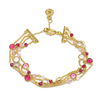 Hydra Multi-Strand Gold Chain and Gemstone Bracelet Moonstone, Rose Quartz, Pink Jade & Pink Tourmaline