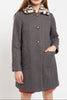 Dryden Herringbone Faux Fur Collar A Line Coat