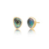 Odyssey Doublet Gold Stud Earrings: Abalone with Crystal