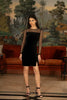 Yumi Black Velvet Dress With Sheer Long Sleeves