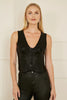 Yumi Black Sequin Waistcoat With Knitted Back