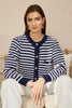 Yumi Navy Stripe Knit Relaxed Fit Cardigan