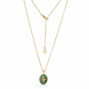 Medusa Gemstone and Snake Motif Pendant: Amazonite