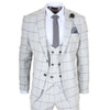 TP-33 - Men's 3 Piece Tailored Fit Grey Plaid Check Suit