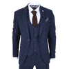 TP-34 - Men's 3 Piece Navy Plaid Check Tailored Fit Suit