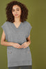 Yumi Grey Knitted Oversize Vest With Pockets And Snaffle Details