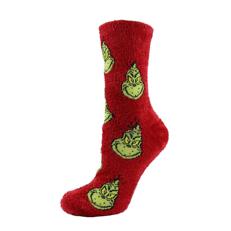Ladies Novelty Grinch Socks | Funny Red Grinch Design Christmas Socks