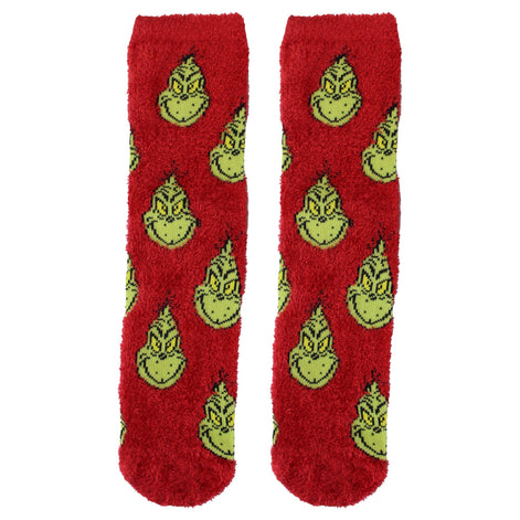 Ladies Novelty Grinch Socks | Funny Red Grinch Design Christmas Socks