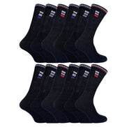 Mens Retro Stripe Cotton Sports Socks in White & Black (Multipack Options)