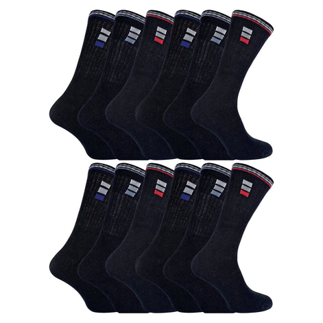 Mens Retro Stripe Cotton Sports Socks in White & Black (Multipack Options)