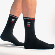 Mens Retro Stripe Cotton Sports Socks in White & Black (Multipack Options)
