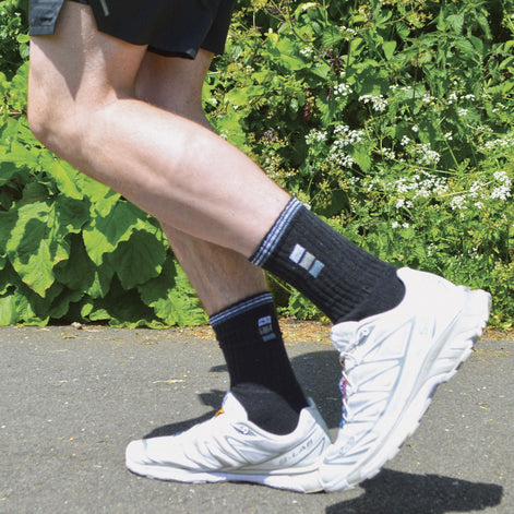 Mens Retro Stripe Cotton Sports Socks in White & Black (Multipack Options)