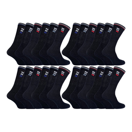 Mens Retro Stripe Cotton Sports Socks in White & Black (Multipack Options)