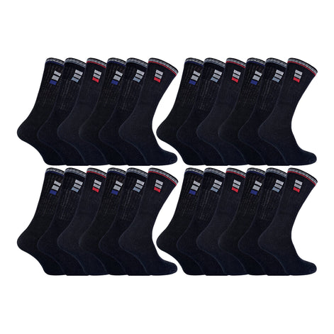 Mens Retro Stripe Cotton Sports Socks in White & Black (Multipack Options)