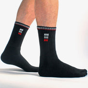 Mens Retro Stripe Cotton Sports Socks in White & Black (Multipack Options)