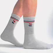 Mens Retro Stripe Cotton Sports Socks in White & Black (Multipack Options)