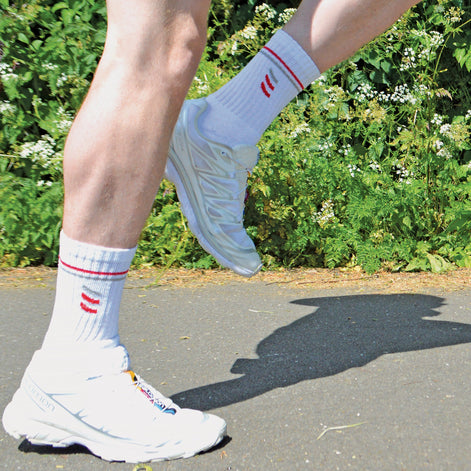 Mens Retro Stripe Cotton Sports Socks in White & Black (Multipack Options)
