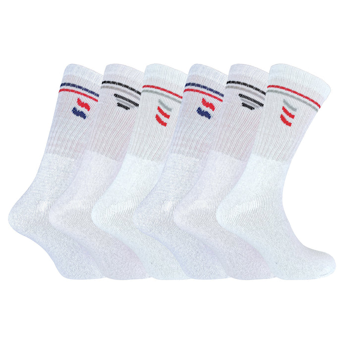 Mens Retro Stripe Cotton Sports Socks in White & Black (Multipack Options)