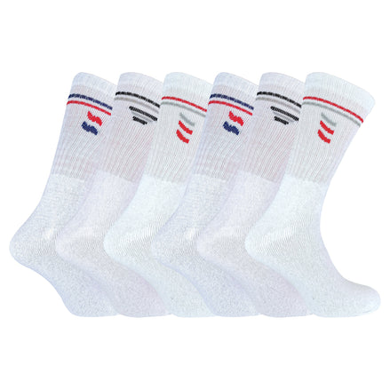Mens Retro Stripe Cotton Sports Socks in White & Black (Multipack Options)