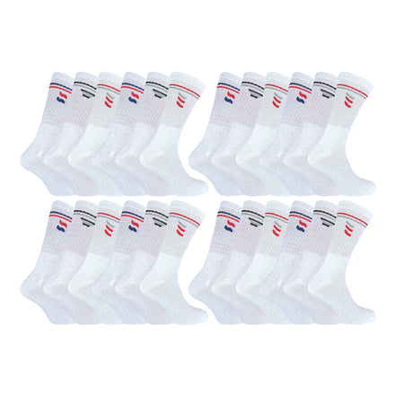 Mens Retro Stripe Cotton Sports Socks in White & Black (Multipack Options)