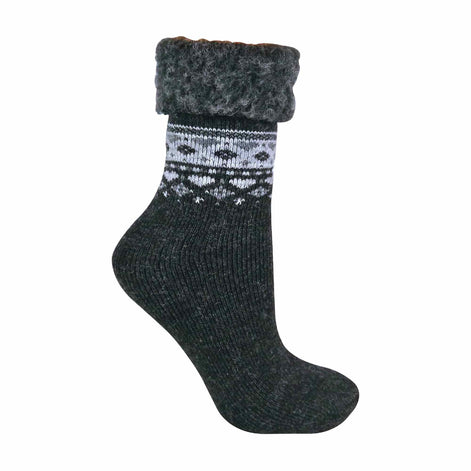 1 Pack Ladies Turn Over Top Warm Nordic Bed Socks for Winter