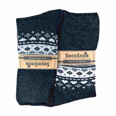 1 Pack Ladies Turn Over Top Warm Nordic Bed Socks for Winter