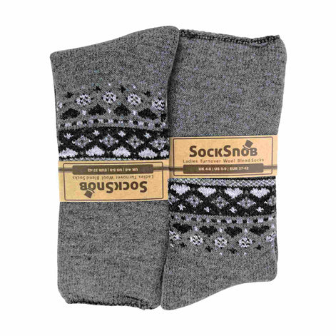 1 Pack Ladies Turn Over Top Warm Nordic Bed Socks for Winter