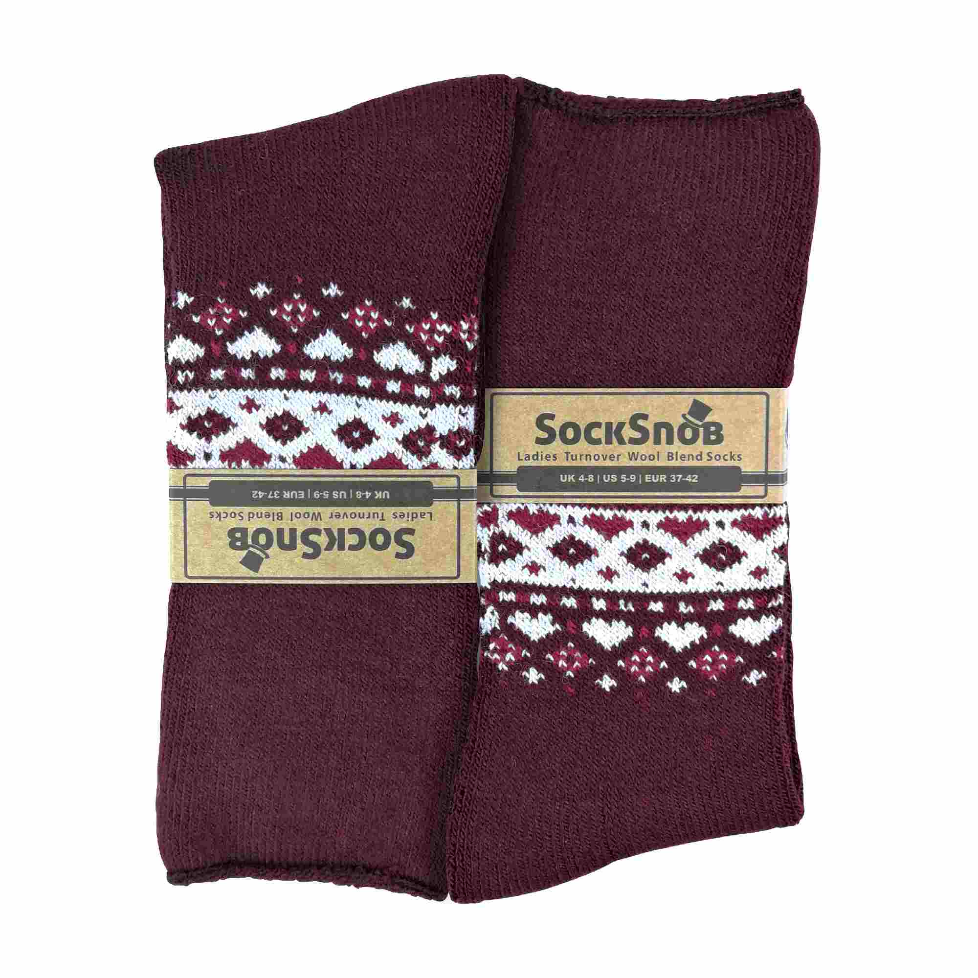 1 Pack Ladies Turn Over Top Warm Nordic Bed Socks for Winter